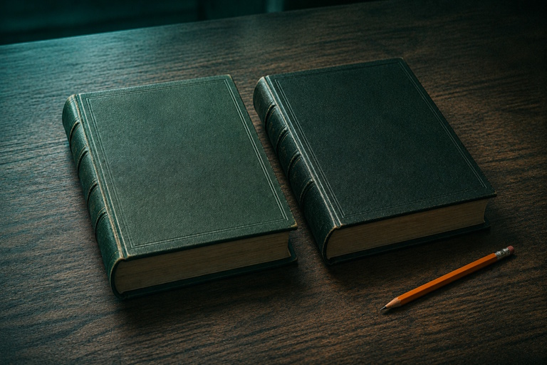 Two near-identical bound volumes set slightly out of alignment, illustrating Canada's privacy reform diverging from the GDPR.