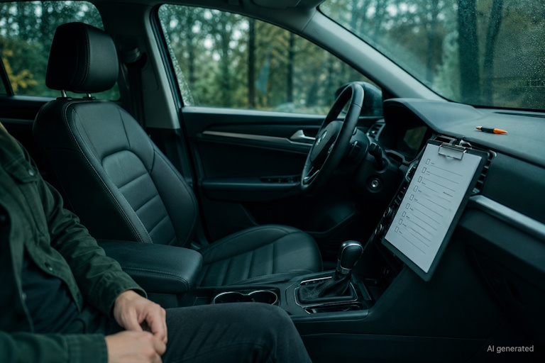 AI generated image - a supervised driver's seat representing the safety operator role in AI deployment